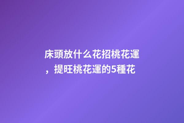 床頭放什么花招桃花運，提旺桃花運的5種花